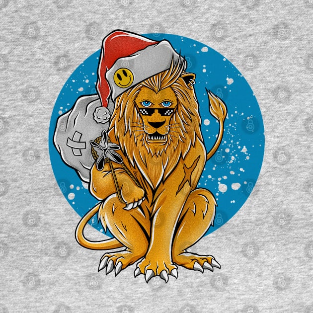 Lion with santa hat by DMD Art Studio